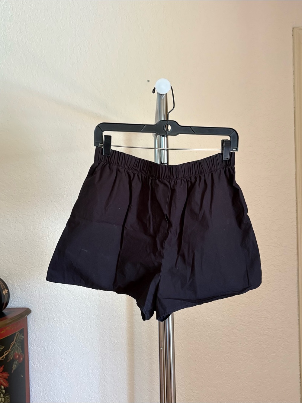 Black Elastic Waist Shorts